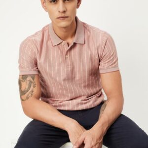 Men Slim Fit Striped Polo T-shirt