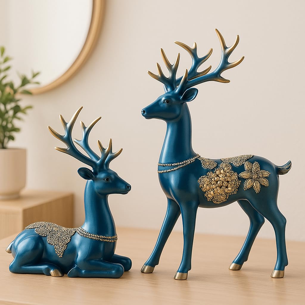 Golden Reindeer Sculptures