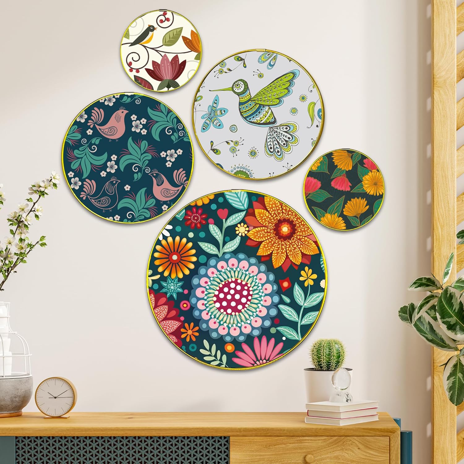 Solimo Wooden Gold Finish Frame Wall Plates