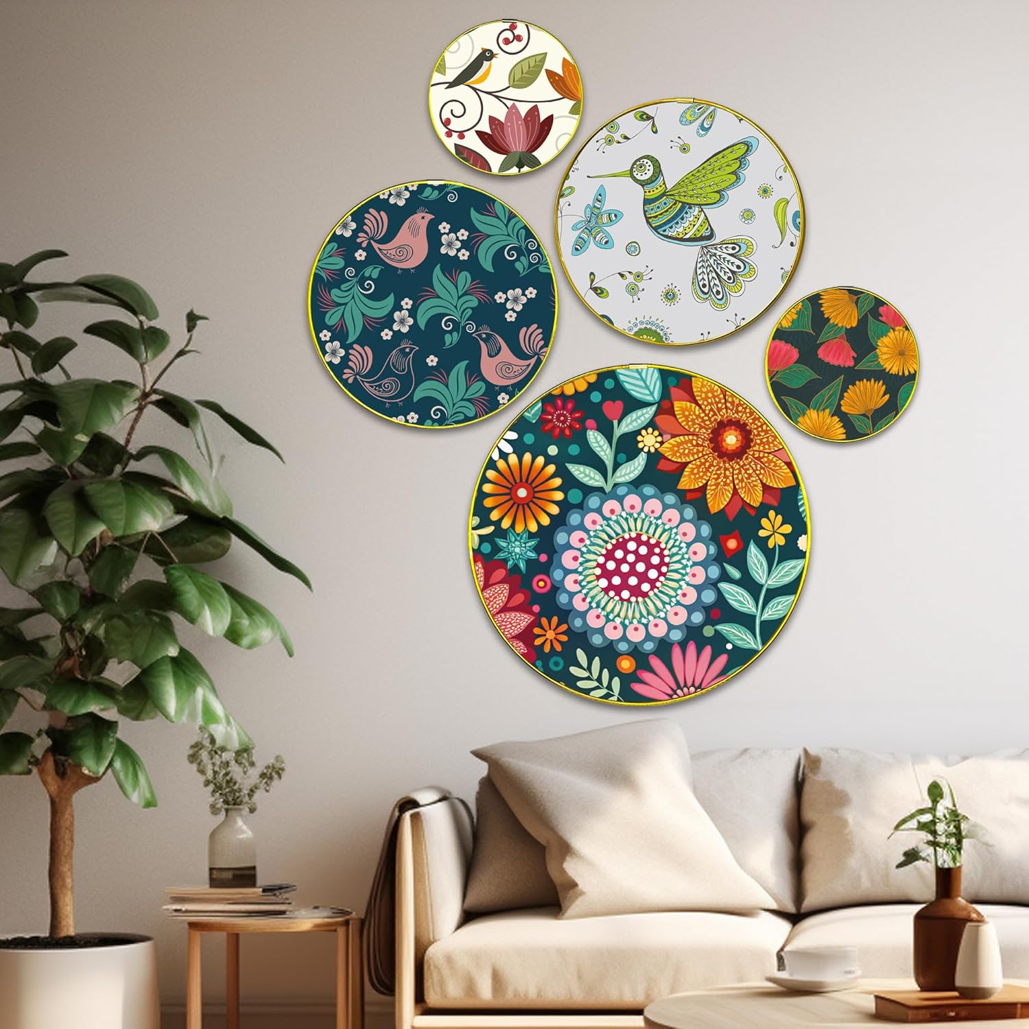 Solimo Wooden Gold Finish Frame Wall Plates - Image 3